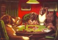 Perros jugando al poker rojo